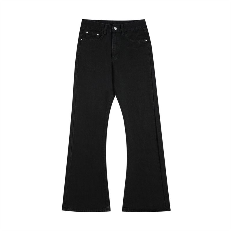 Vibe Trendy Men's Hippie Trend Loose Long Basic Washed Denim Flared Floor-Length Pants_voghion.com
