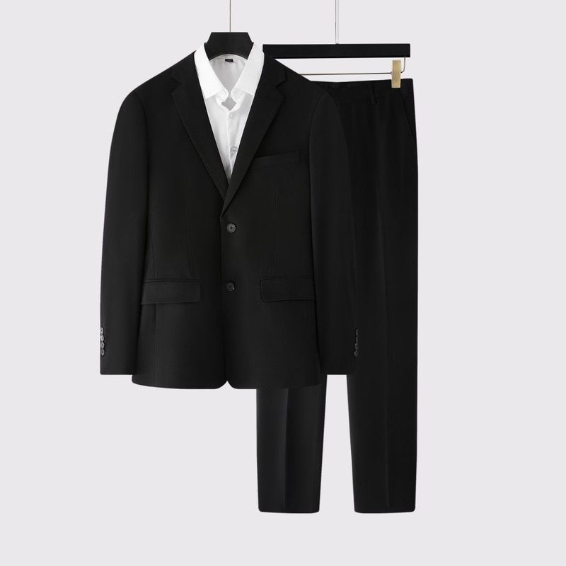 Herren Slim Fit Business-Anzug-Set – Hochwertige Hochzeits- und Abendgarderobe mit Weste und Krawatte (Schwarz/Dunkelgrau/Hellgrau)_voghion.com