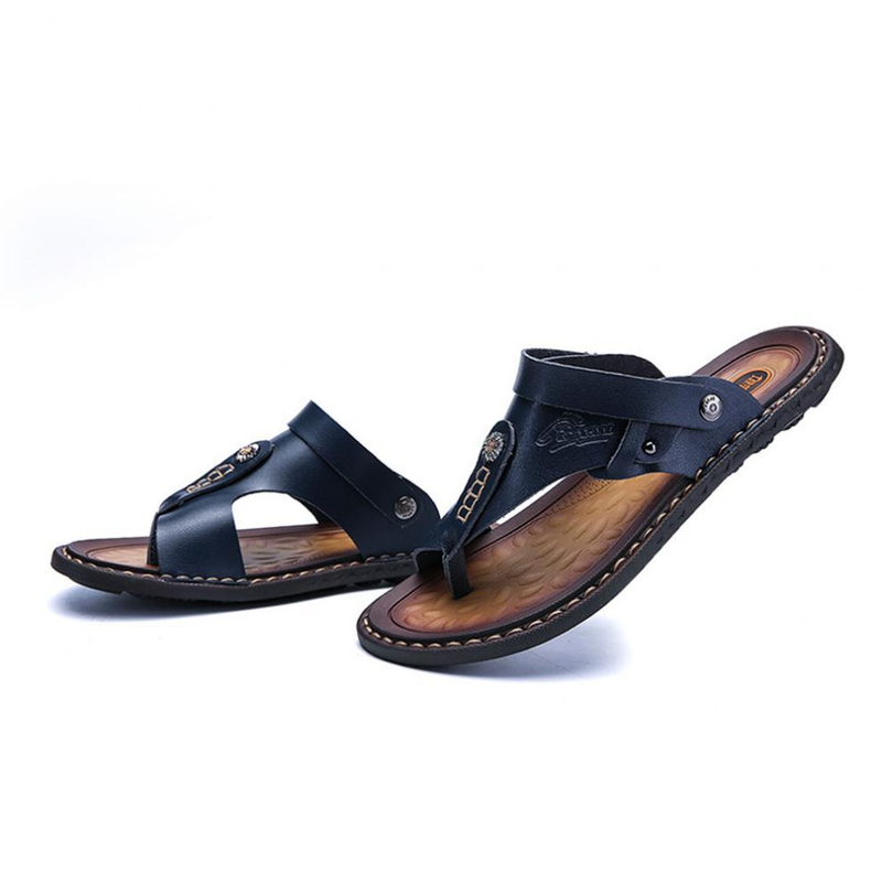 Cross-border new flip flops beach large size cross-border men's leather slippers_voghion.com