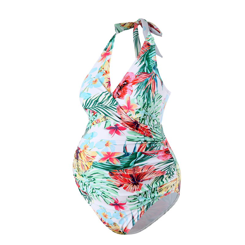 Maillot de bain une pièce pour femme, bikini de maternité, décolleté en V profond, dos nu, confortable, sans fil, ventre_voghion.com