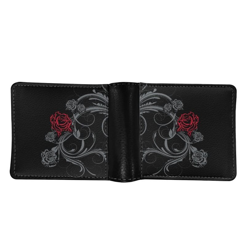 Portafoglio bifold da uomo con portamonete e flip cover fai da te, stampa rosa scuro_voghion.com