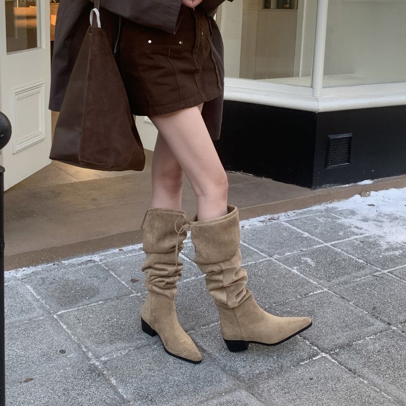 2025 New Fashion Over-The-Knee Women, Pointed Toe, Thick Heel, Stacked Long Boots For Autumn And Winter_voghion.com