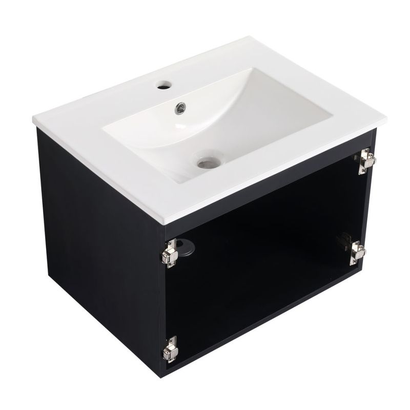 24'' Floating Wall-Mounted Bathroom Vanity With Ceramics Sink & Soft-Close Cabinet Door, KD-Package_voghion.com