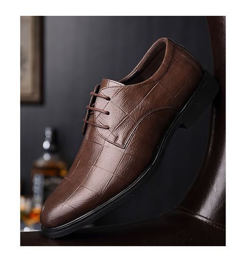 Novos sapatos masculinos de couro xadrez para negócios, sapatos sociais de tamanho grande, sapatos masculinos casuais para casamento_voghion.com