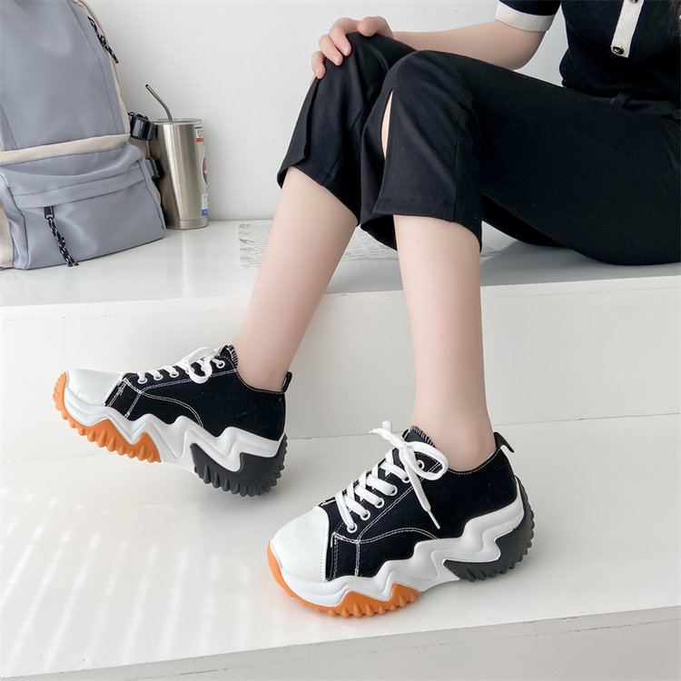 Thick-soled Low-cut Canvas Shoes Women's 23 Summer New Cross-border Foreign trade 43 large size breathable fashion lace-up casual old shoes_voghion.com