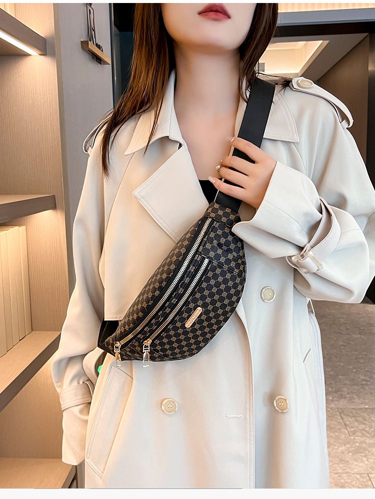 Τσάντα στήθους μέσης με στάμπα μόδας, γυναικεία τσάντα ώμου με στάμπα, για υπαίθριες δραστηριότητες, αθλητικές δραστηριότητες, τσάντα χιαστί μονού ώμου, πολυλειτουργική γυναικεία τσάντα_voghion.com