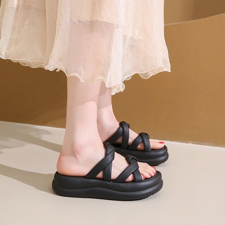 Plateau-Sandalen für Damen – Komfort-Sandalen mit Cloud-Cushion-Muster für Damen (dicke Sohle und strandtaugliche Sommer-Flip-Flops)_voghion.com