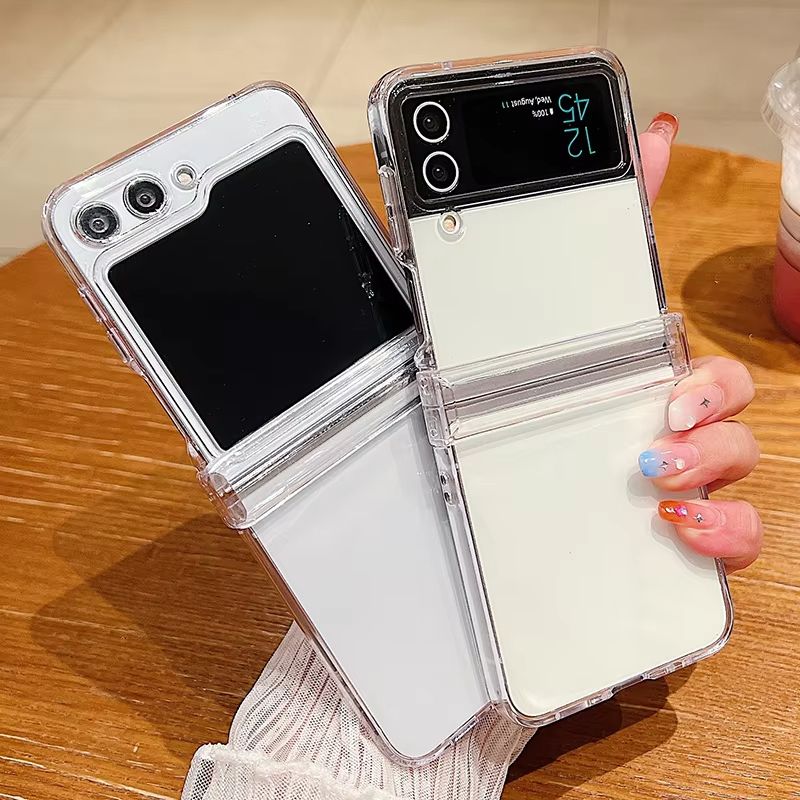 Clear For Galaxy Flip 6 5 4 3 Samsung Z Flip5 Flip4 Flip3 5G Folding Transparent PC Hard Phone Case Cover_voghion.com