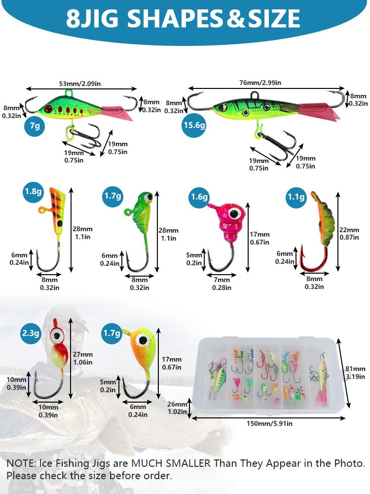 Isca Micro Ice Luminous Root Hooks Silkworm Mini Lead Head Conjunto de anzóis de pesca de inverno_voghion.com