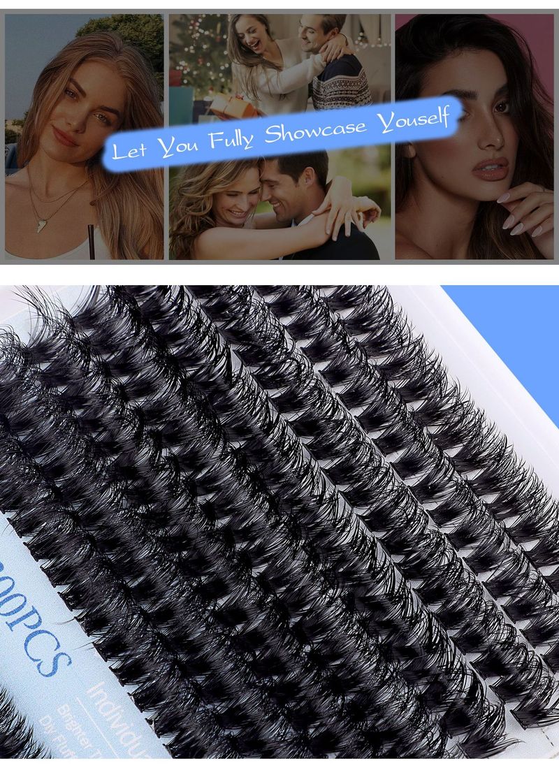 300 Cluster Single Cluster False Eyelashes Kit 80D 100D Dense D-Curl Segmented For Grafting_voghion.com
