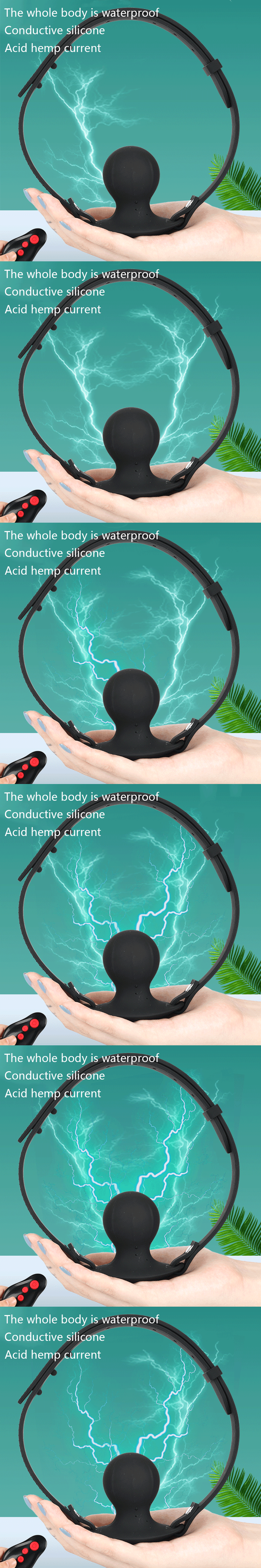 Shock Silicone Electric Gag Ball BDSM Bondage Restraints Wireless Remote Open Mouth Sex Ball Harness Strap_voghion.com