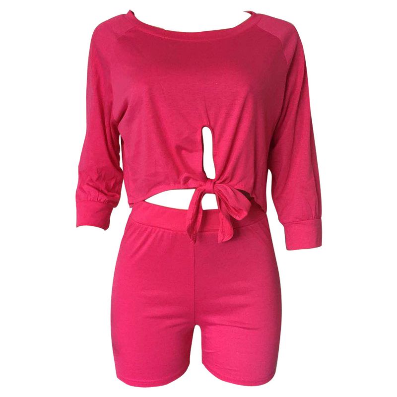 moda esclusiva, maniche scoperte, top che scopre l'ombelico, pantaloncini in due pezzi, abbigliamento da donna di vendita calda_voghion.com