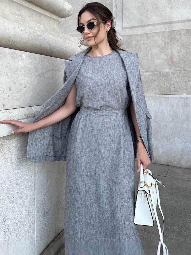 Dameskleding Lente en herfst Temperament High End Taille Mouwloze jurk Koude stijl Klein pak_voghion.com