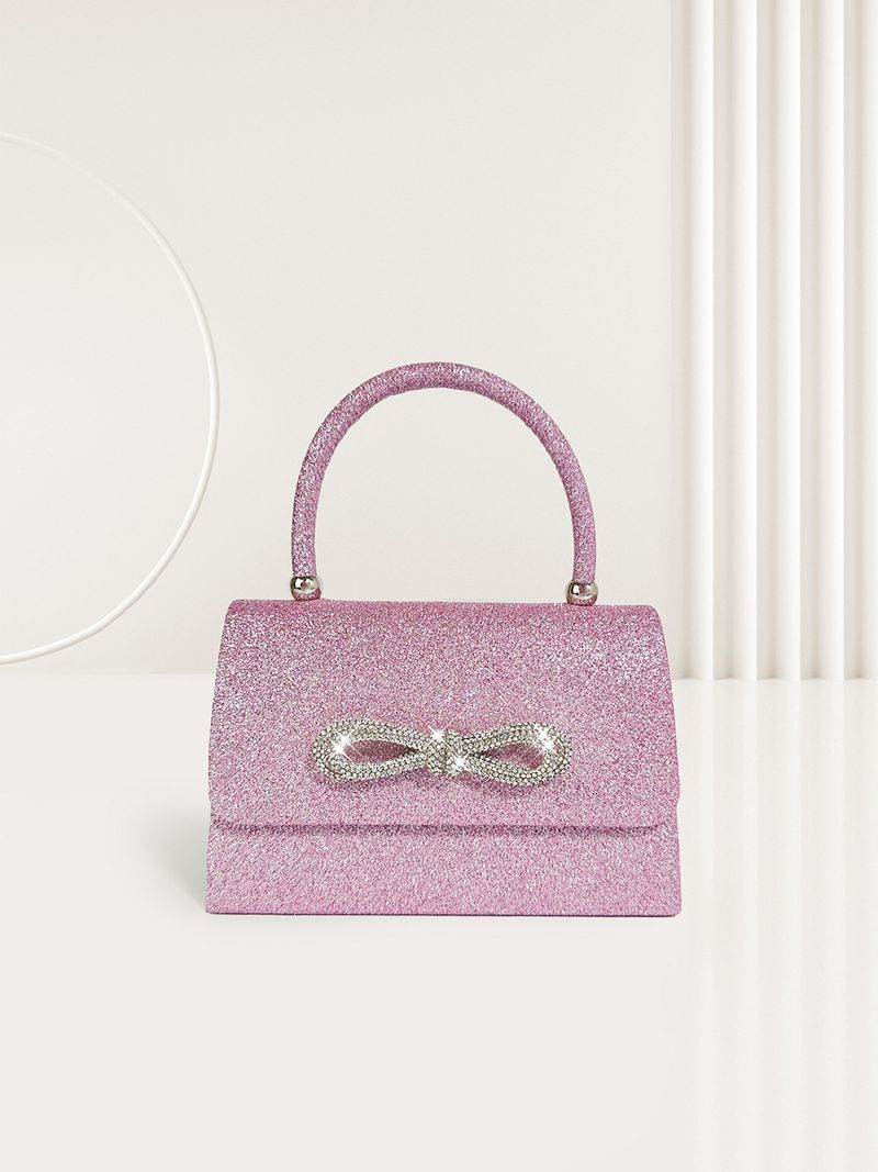 Aftonväska Glänsande Strass Rosett Handväska Glänsande Glitter Niche Casual Väska_voghion.com