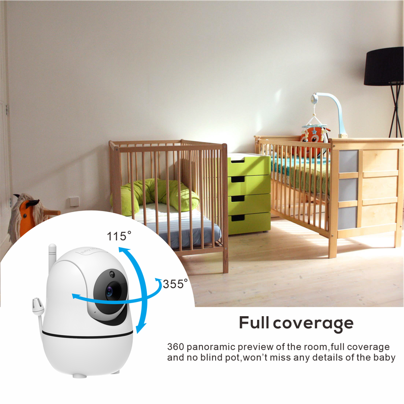 New 5 inch Video Baby Monitor with Camera and Audio, 4X Zoom, 22Hrs Battery, 1000ft Range 2-Way Audio Temperature Sensor Lullaby_voghion.com