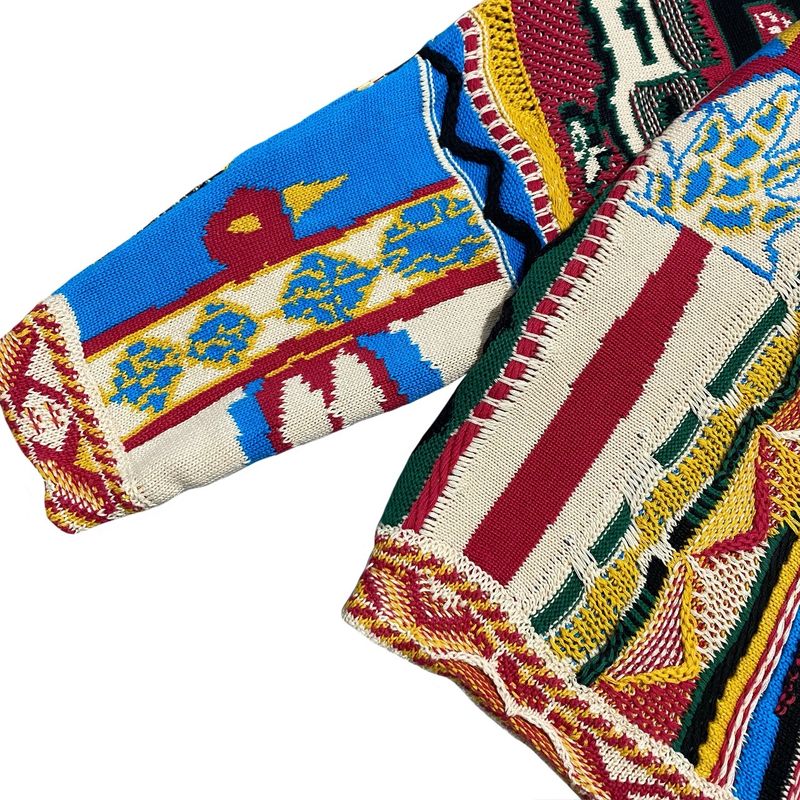 Maglione girocollo lavorato a maglia in stile etnico a contrasto vintage, con ritratto, in jacquard, taglia grande_voghion.com