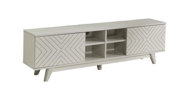 FurnisHome Store Lina Mid Century Modern Tv Stand 2 Door Cabinet 4 Cubby Hole Shelves 67 Inch Tv Unit, Grey_voghion.com