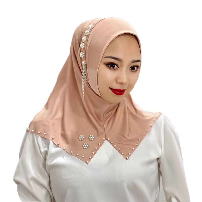 Copricapo comodo e comodo da indossare, foulard con fiori e perline monocromatici, cappello etnico, copricapo_voghion.com