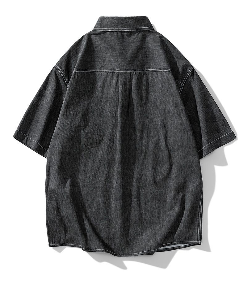 Camicia a maniche corte in denim di cotone, estiva, da uomo, nuova moda, indossabile, retrò, lavata, tendenza_voghion.com