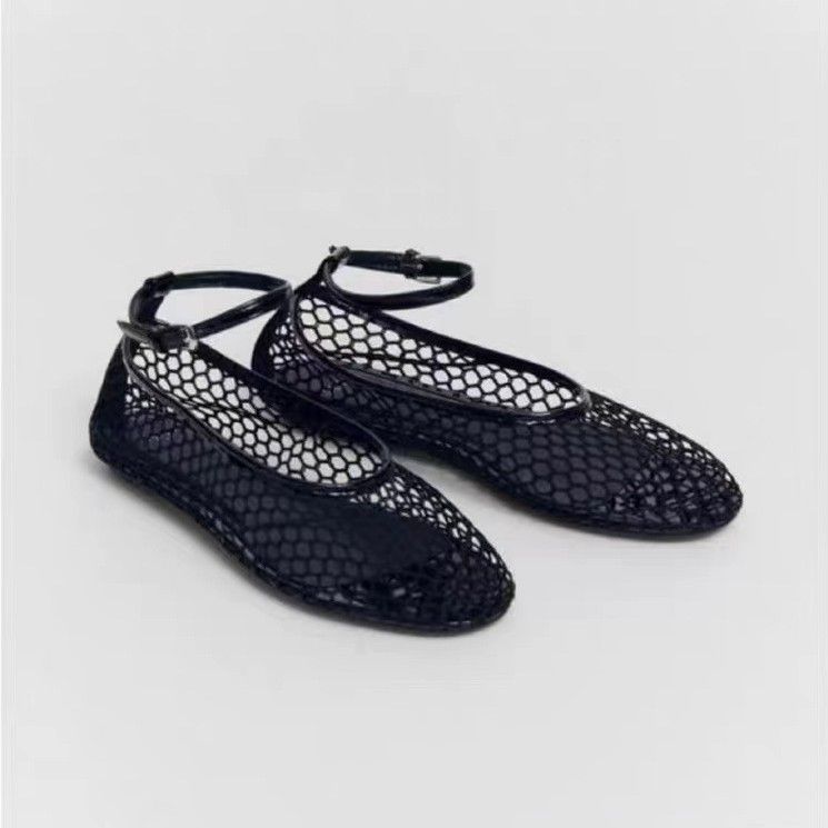 2025 Cross-Border European And American Style Large Size 35-45 Dance Round Toe Flat Mesh Breathable Ballet Mary Jane_voghion.com