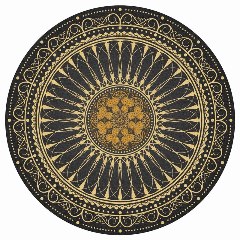 Ethnic Style Round Carpet For Living Room, Large Area Sofa Coffee Table Mat, Homestay Decoration, Easy To Clean_voghion.com