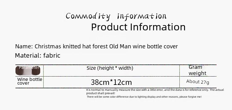 Haube Neue Weihnachtsdekoration Strickmütze Wald Alter Mann Weinset Gesichtslose Puppe Weindeckel Weinflaschendekoration_voghion.com