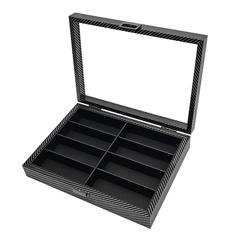 Hjem og hage Svart valnøtttre 8-bits briller Oppbevaring Collection Display Box 8 Bit Solbriller Oppbevaringsboks_voghion.com
