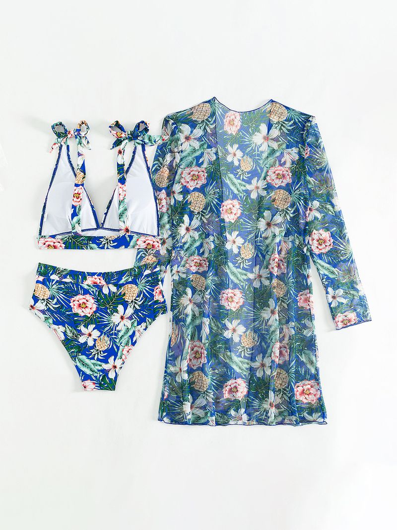 Women's Premium Bikini Set - 3 Piece Sexy Swimwear With Floral Print & Multiple Colors_voghion.com