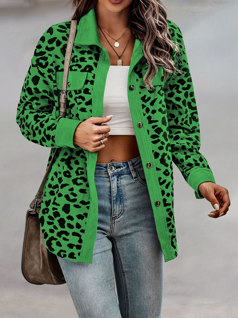2025 Damen Herbst Winter Mode Leopard Print Button Langarm Jacke Mantel für Frauen_voghion.com