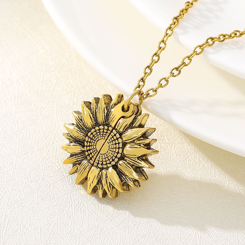 Ready Stock Necklaces For Women Stainless Steel Open Locket You are My Sunshine Suower Necklace Birthday Party Jewelry Gift BFF_voghion.com