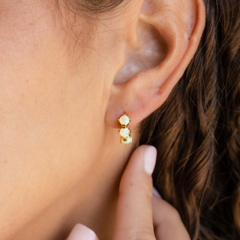 Damenschmuck, Ohrstecker mit 12 Geburtssteinen für Frauen, hypoallergene geometrische Ohrringe mit 18 Karat Vergoldung, minimalistische, zierliche Ohrringe für jeden Tag_voghion.com