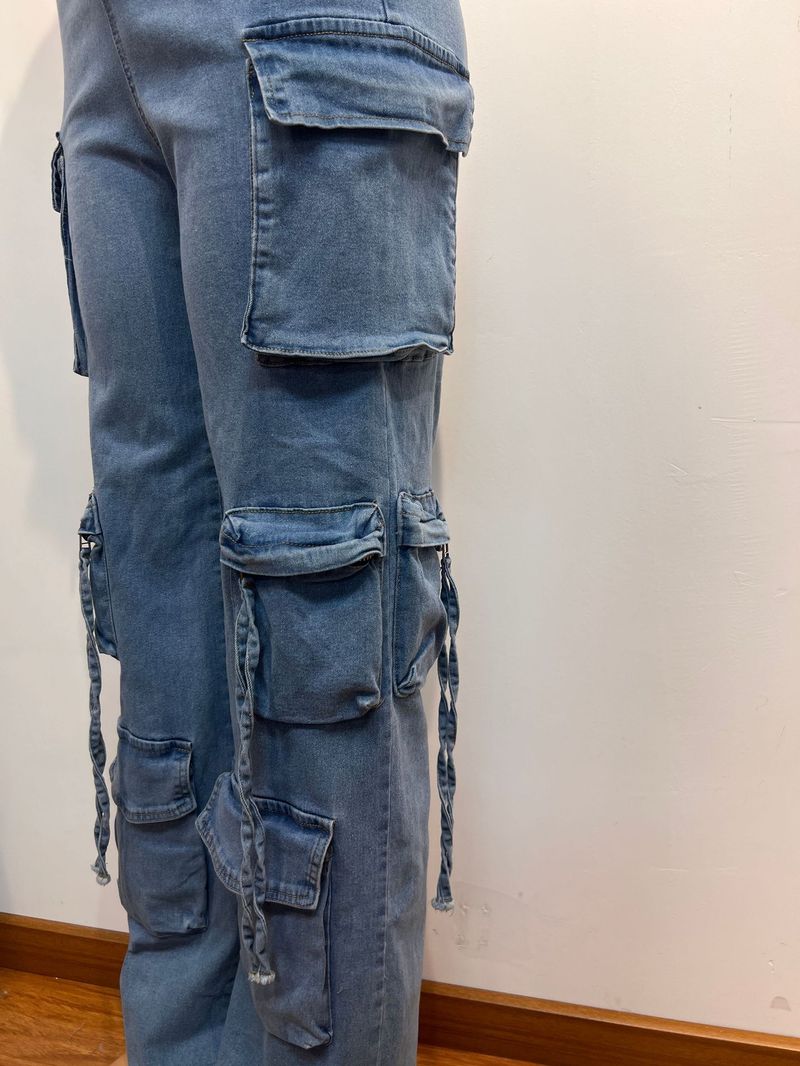 Damenbekleidung Neues Tube Top Multi Pocket Workwear Jeans Jumpsuit Anzug Multi Button_voghion.com