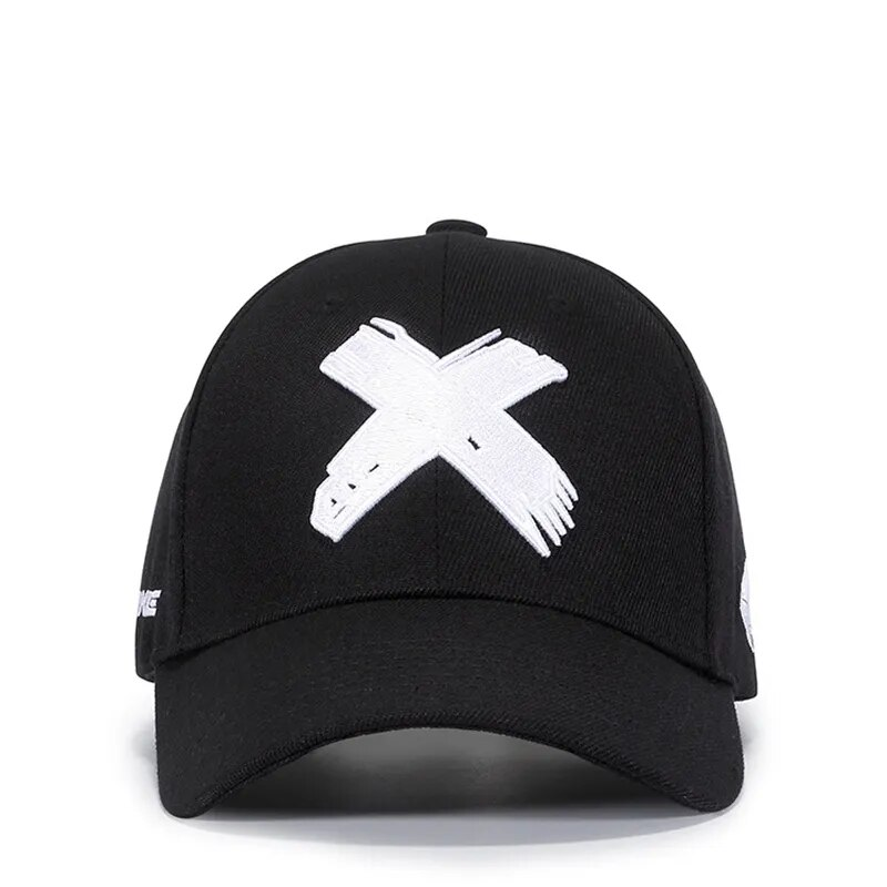 Berretto da baseball da uomo papà donna casual ricamo X cappellino visiera regolabile in cotone maschio cappello nero Bone Garros_voghion.com