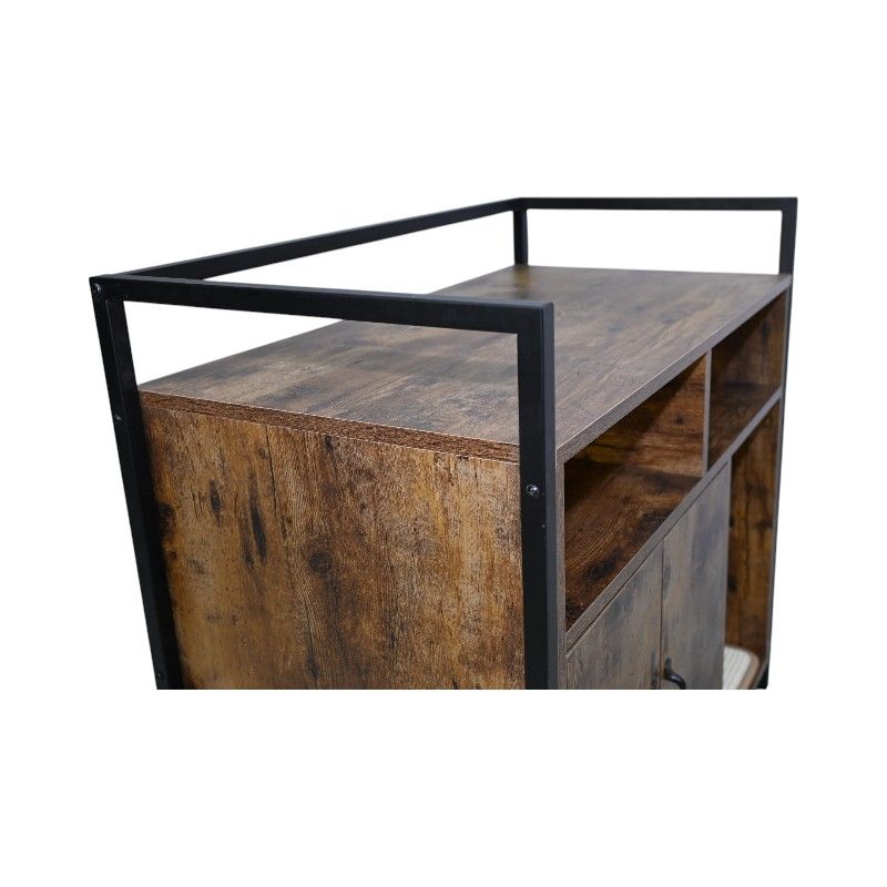 Rustic Brown Wooden Cat Litter Box Enclosure, Spacious Hidden Cat Litter Box With Scratching Mat Furniture For Bedroom, Bathroom, Living Room-31.9"x17.7"x31.4", 61 Lbs_voghion.com