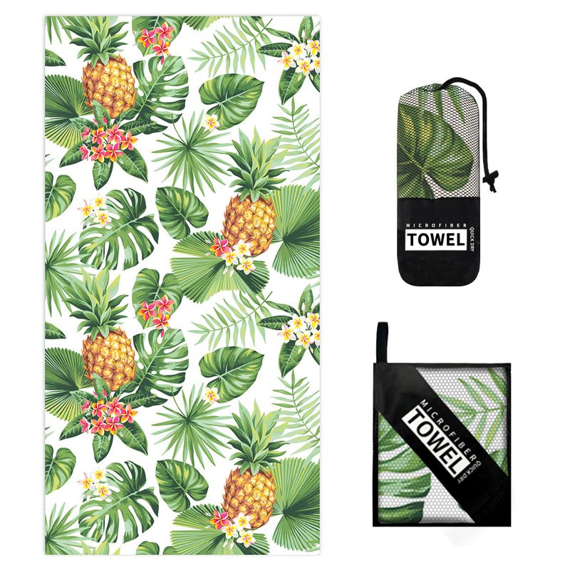 Asciugamano da spiaggia con stampa di frutta tropicale - Microfibra ultra morbida con flanella bifacciale (a rapida asciugatura, super assorbente, per vacanze in piscina e viaggi)_voghion.com