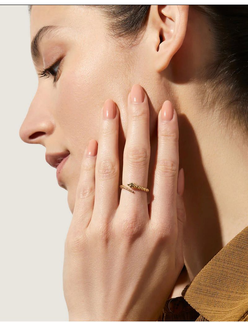 Anello da donna in oro con serpente, leggero, di lusso, di alta qualità, con zircone verde, anello aperto, versatile, per dito indice._voghion.com