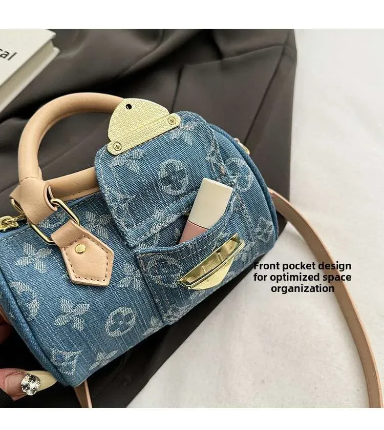 Nuovo designer per borse a cuscino da donna in denim intrecciato, borsa a mano, tracolla, moda trendy, borsa blu da donna_voghion.com