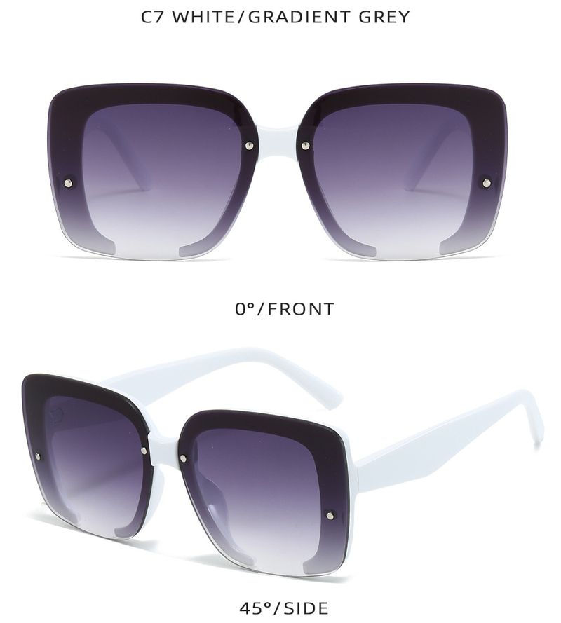 Trendy Large Frame Sunglasses – Gradient Lenses UV400 Protection, High-End Half Frame For Small Faces (European & American Style)_voghion.com