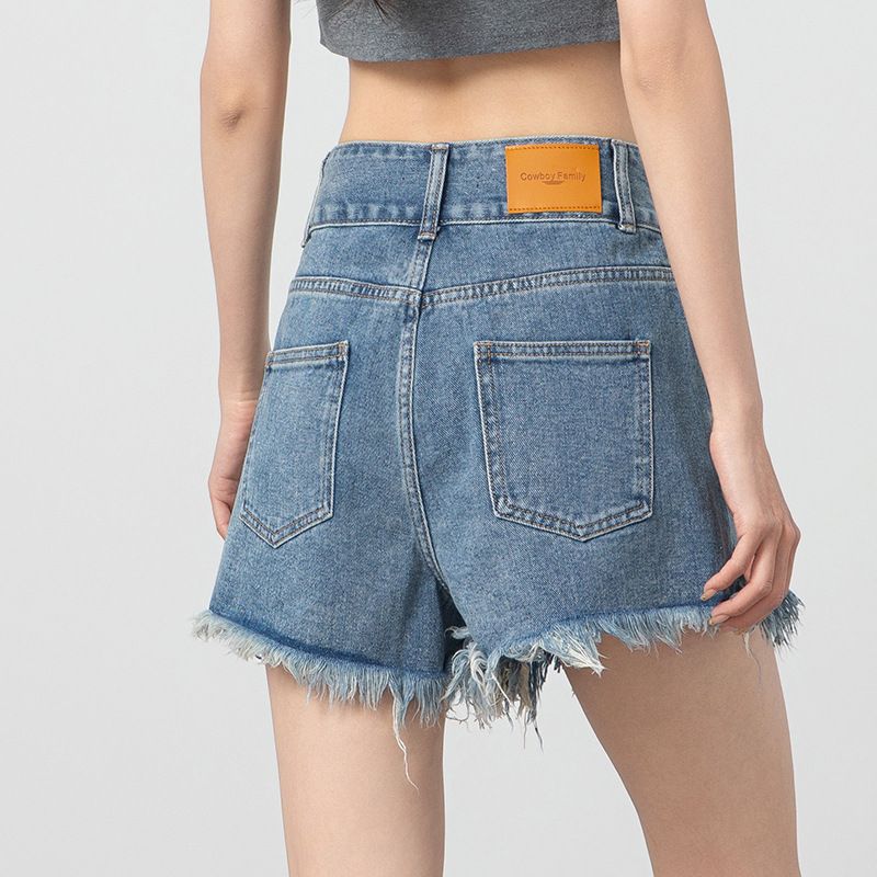 Women's Clothing Loose Wide Leg Versatile Slim High Waist Raw Edge Denim Hot Pants_voghion.com