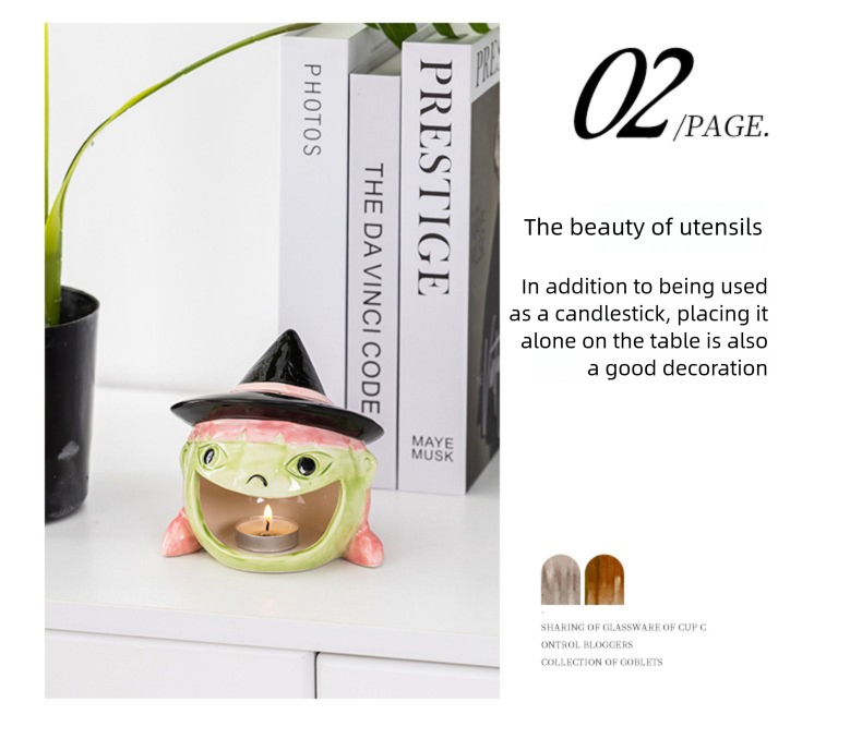 Ceramic Ghost Candle Holder - Halloween Desktop Decoration With Candy Bowl, Party Centerpiece_voghion.com