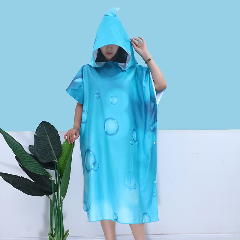 Poncho de plage portable – Grande serviette de plage en microfibre à séchage rapide avec imprimé dessin animé pour adultes, design unisexe pour la baignade et les vacances._voghion.com