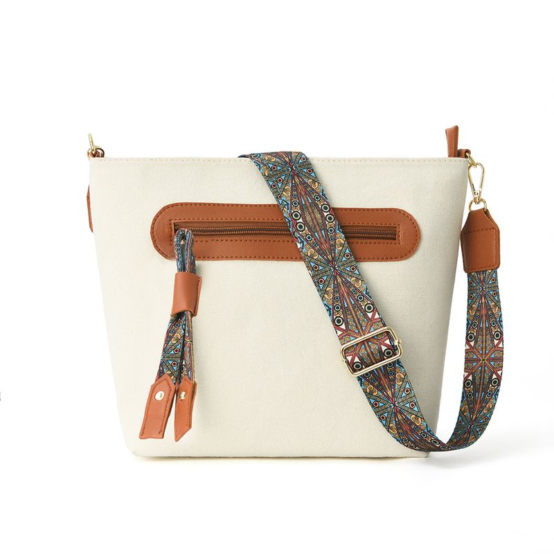 Stile vintage con fettuccia stampata e nappe, borsa a tracolla alla moda, borsa a tracolla HOBO Commuter di grande capacità_voghion.com