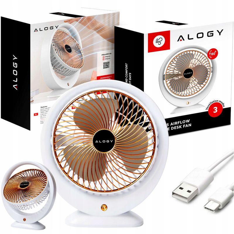 ACZT Stehtischventilator, leise, leistungsstark, klein, USB-C, 1200 mAh – Alogy – – –_voghion.com