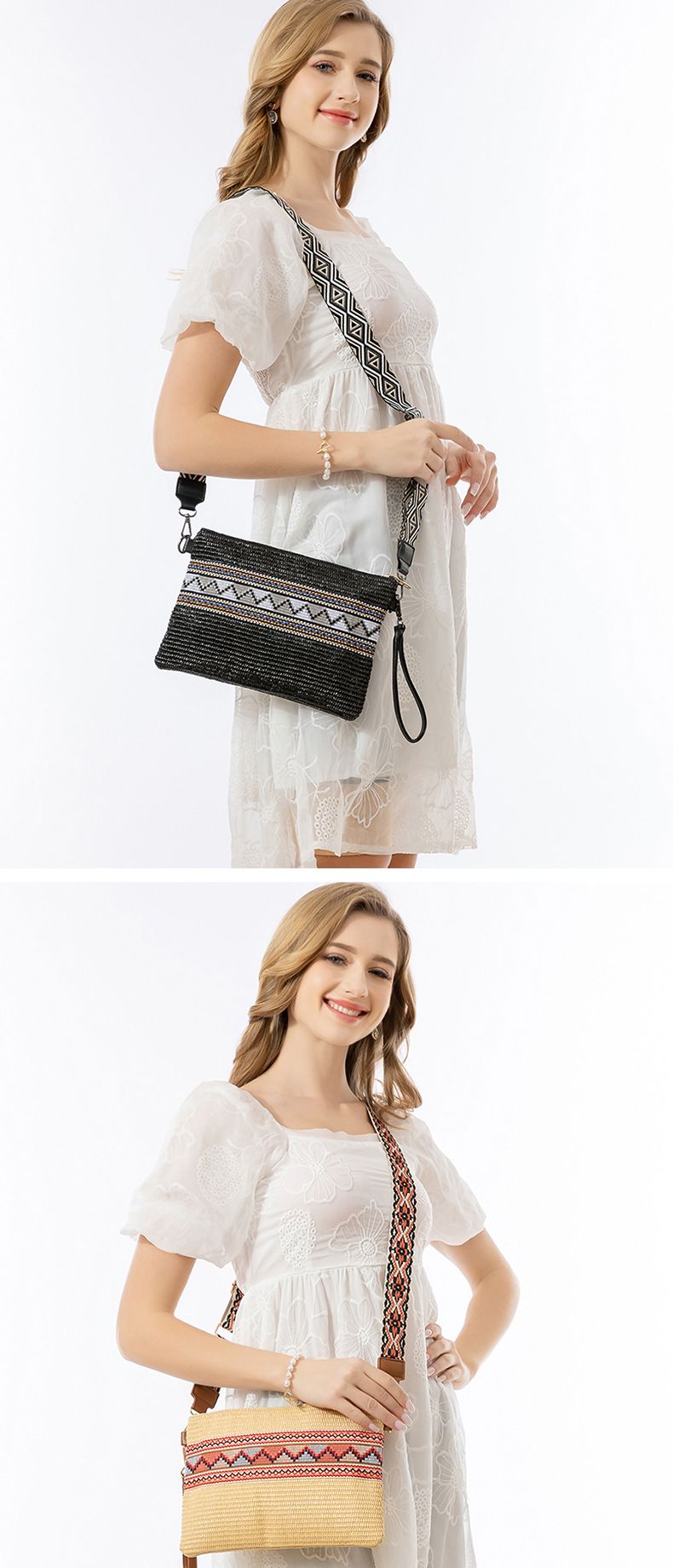 ENSPT Grenzüberschreitende gewebte Tasche, Nischendesign, PP-Stroh-gewebte Tasche für Damen, hochwertige, exquisite Hand-Schultertasche für Damen_voghion.com
