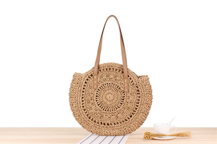 nuovo stile semplice borsa a tracolla rotonda in paglia borsa intrecciata borsa da spiaggia borsa da donna alla moda in paglia_voghion.com