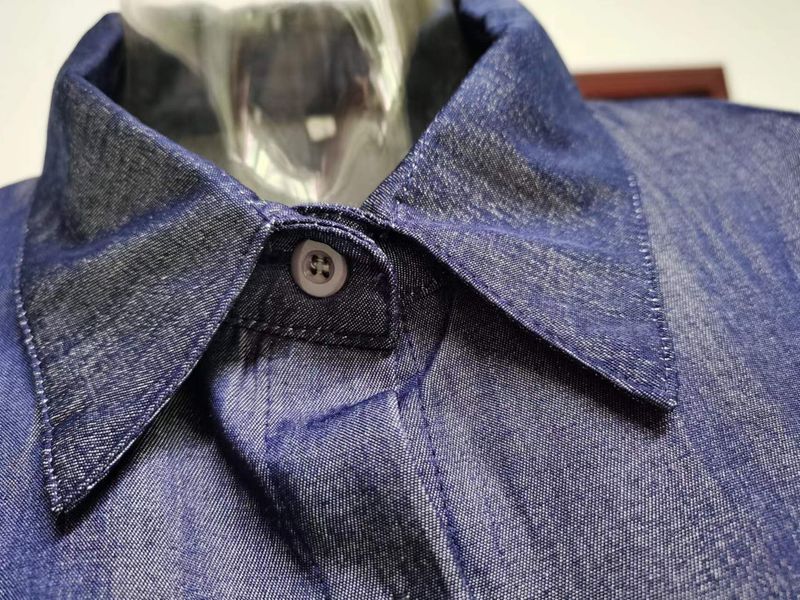 Damen Herbst Neues Denim-Kleid Hemdkragen Denim Einreihiger Knopf Lässig Bequem Langarm Flip Tie Pocket Langes Kleid_voghion.com