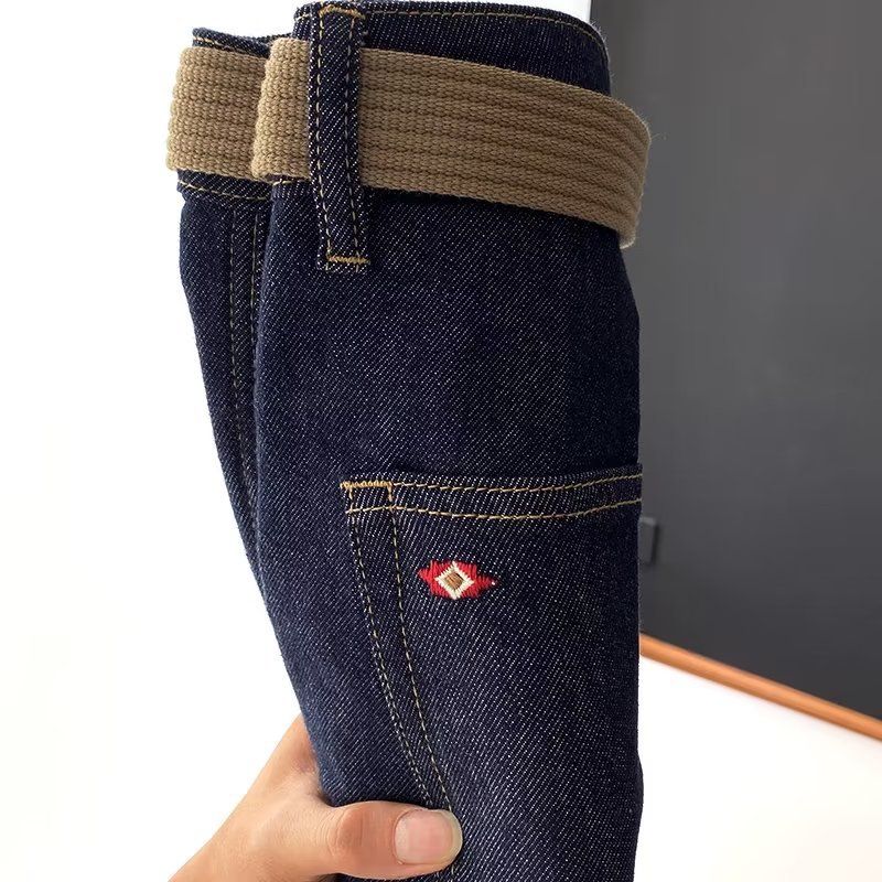 Summer New Trendy Belt Labeling Fashionable Boys' Shorts Simple, Casual, Versatile, Micro Elastic Half Cut Cowboy Mid_voghion.com