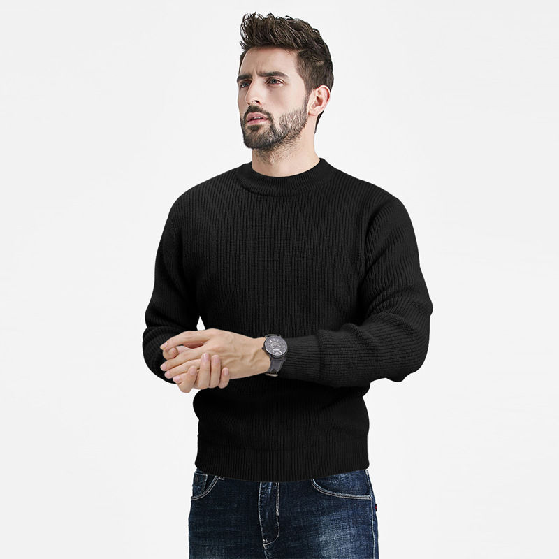 Herbst und Winter neue Herren Rundhals Pullover einfarbig lässige Mode Strickpullover_voghion.com