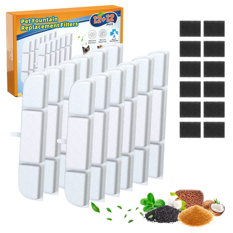 Cartucho para dispensador de água para animais de estimação, filtro de carvão ativado em casca de coco para cães e gatos, grande capacidade e preço acessível_voghion.com