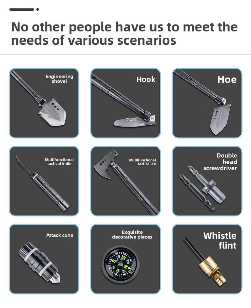 Outdoor Military Axe Hammer Set Camping Survival Car-Mounted Manganese Steel Folding Multi-Functional Engineer Shovel_voghion.com